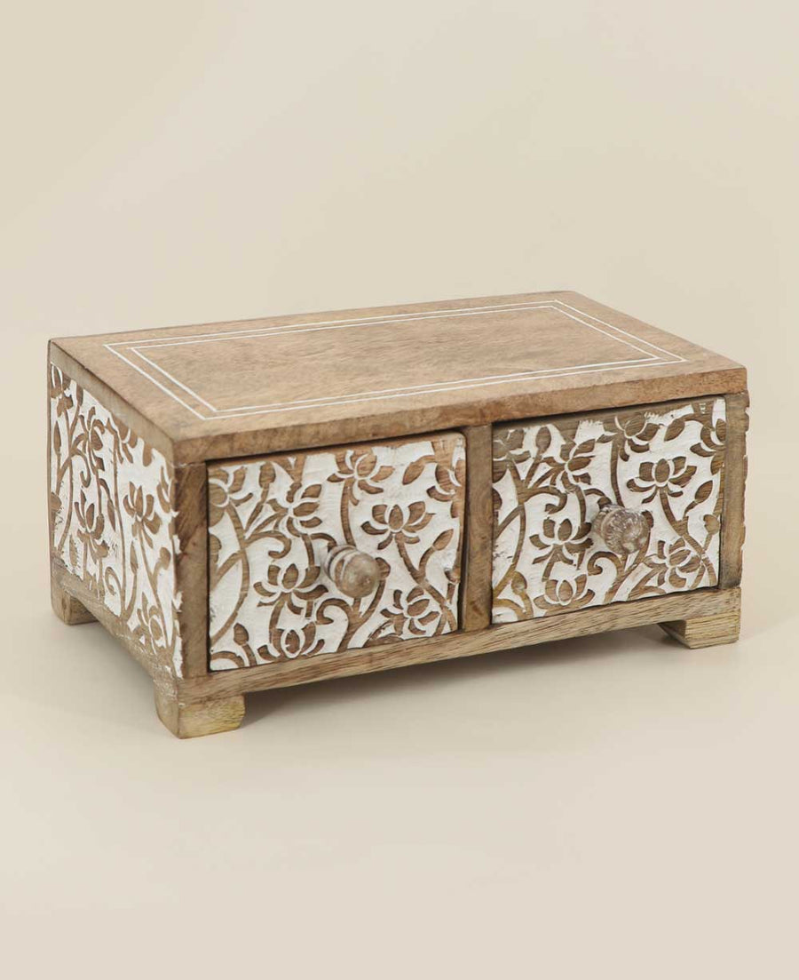 Small Tabletop Carved Wood Lotus Pedestal Riser With Drawers – Buddha ...
