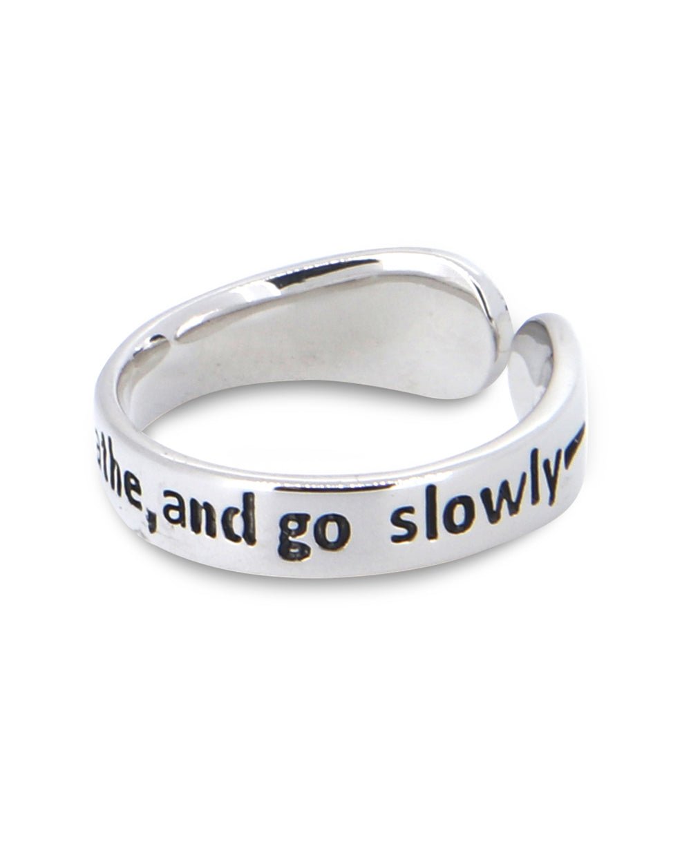 Smile, Breathe, and Go Slowly Sterling Adjustable Ring - Rings
