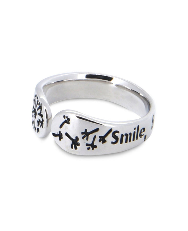 Smile, Breathe, and Go Slowly Sterling Adjustable Ring - Rings