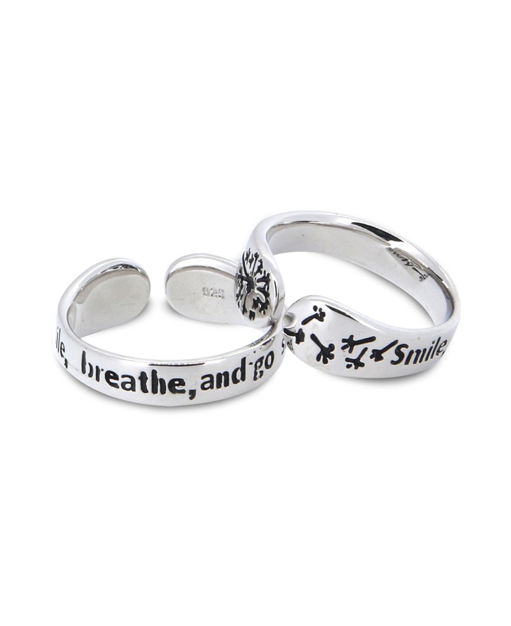 Smile, Breathe, and Go Slowly Sterling Adjustable Ring - Rings