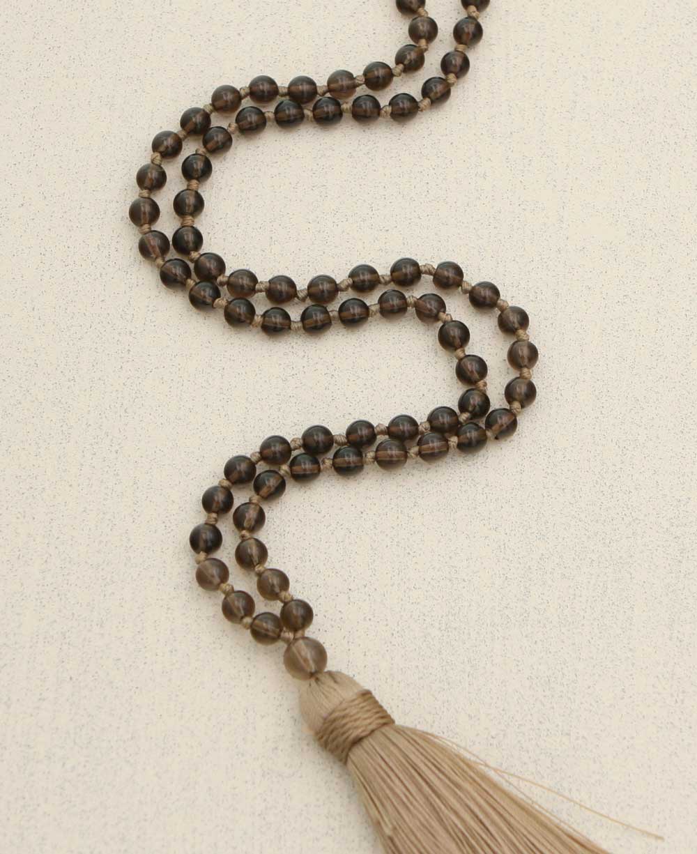 Smoky Quartz Knotted Gemstone Mala, 108 Beads - Prayer Beads