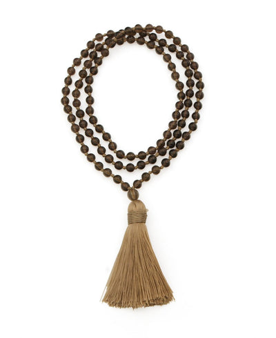 Smoky Quartz Knotted Gemstone Mala, 108 Beads - Prayer Beads