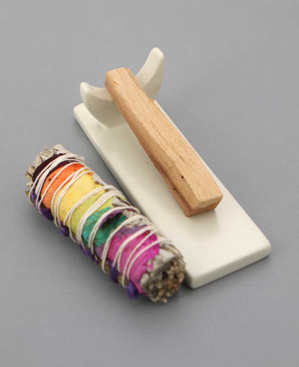 Soapstone Holder With Palo Santo And Chakra Sage - Incense Holders - -
