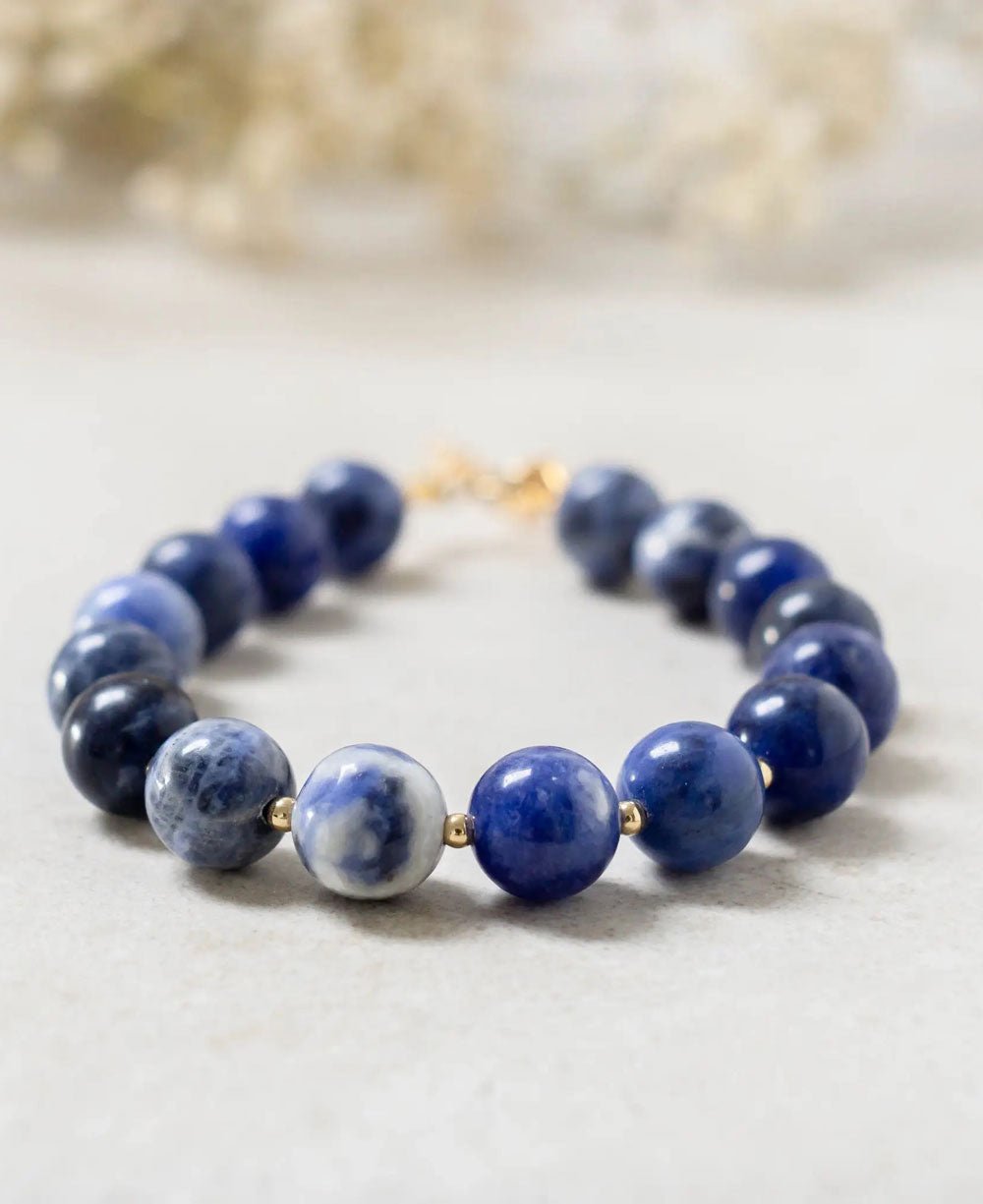 Sodalite Gemstone Wrist Mala, 18 Beads - Bracelets
