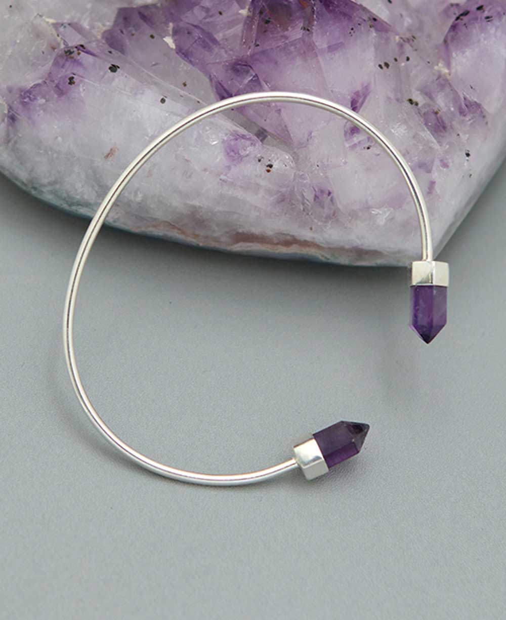 Soothing Amethyst Point Cuff - Bracelets - -