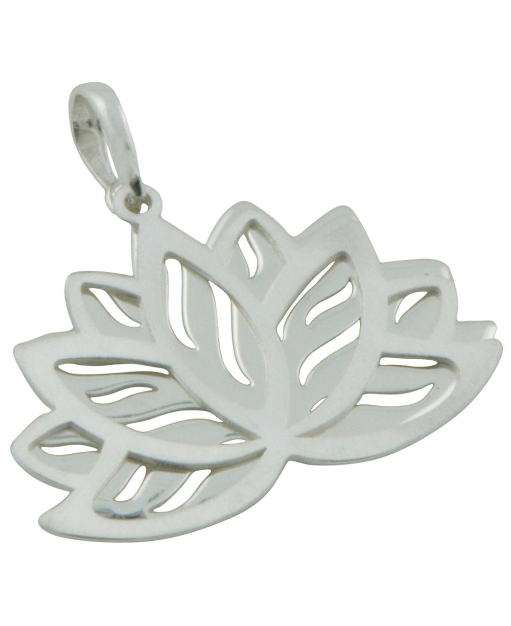 Stacked Lotus Pendant with Brushed Silver Outline - Charms & Pendants - Sterling Silver -