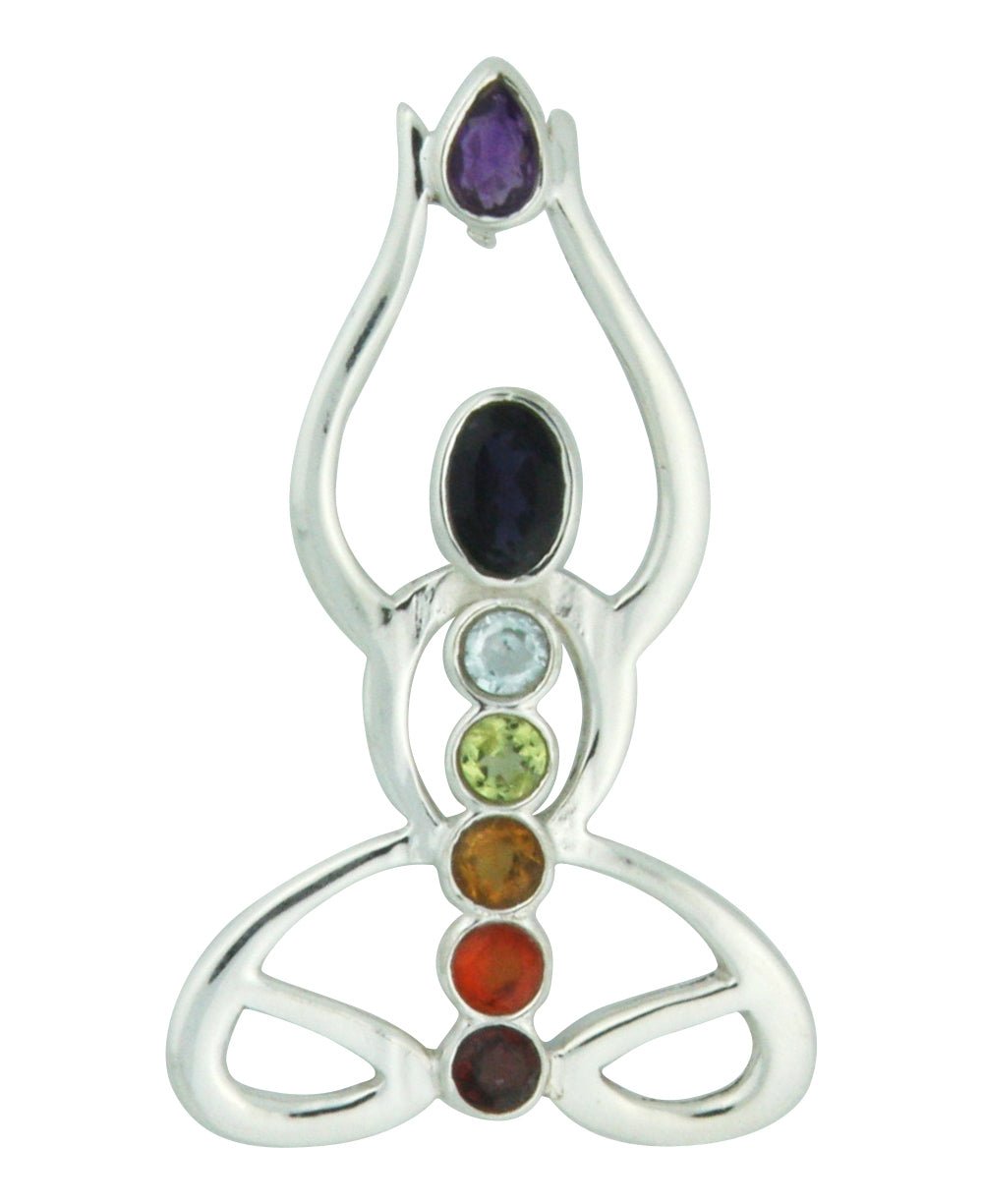 Sterling Silver Abstract Chakra Figure Pendant -