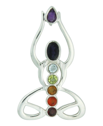 Sterling Silver Abstract Chakra Figure Pendant -