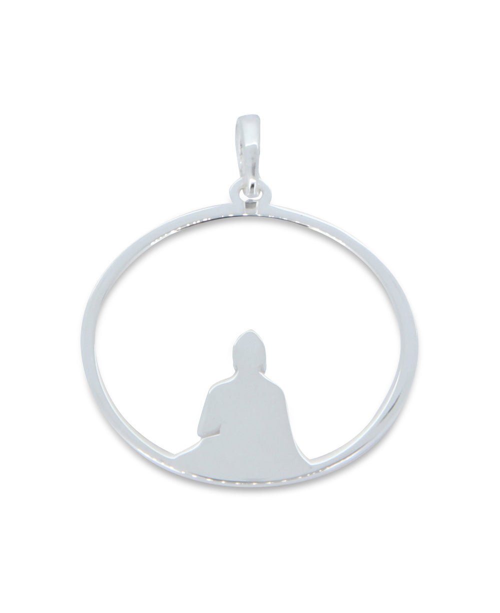 Sterling Silver Abstract Meditating Silhouette Pendant - Charms & Pendants - -
