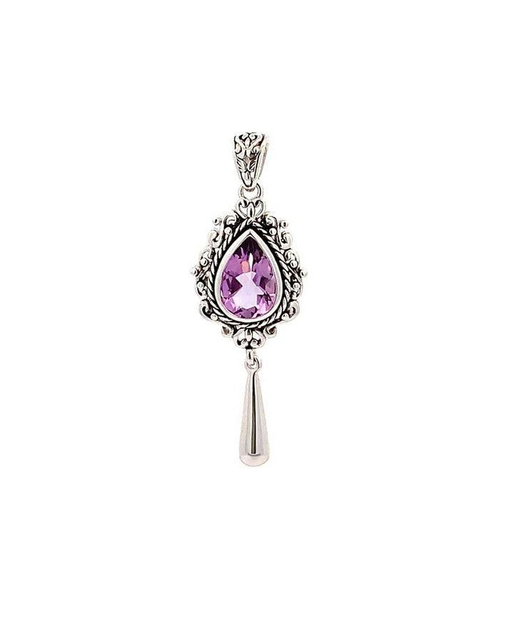 Sterling Silver and Amethyst Teardrop Pendant - Charms & Pendants