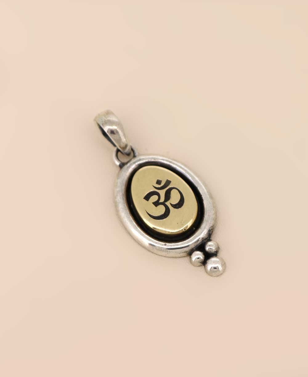 Sterling Silver And Brass Om Pendant - Charms & Pendants