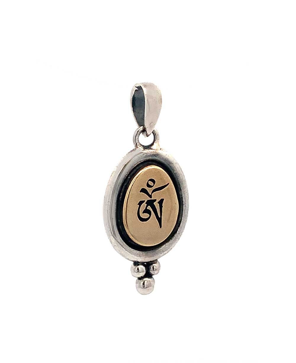 Sterling Silver And Brass Tibetan Om Pendant - Charms & Pendants
