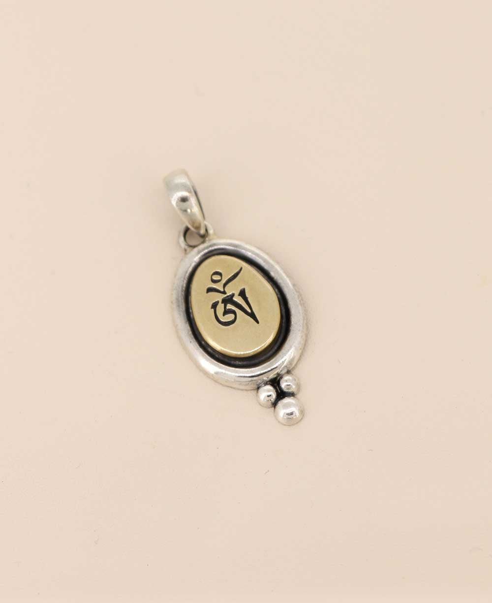 Sterling Silver And Brass Tibetan Om Pendant - Charms & Pendants
