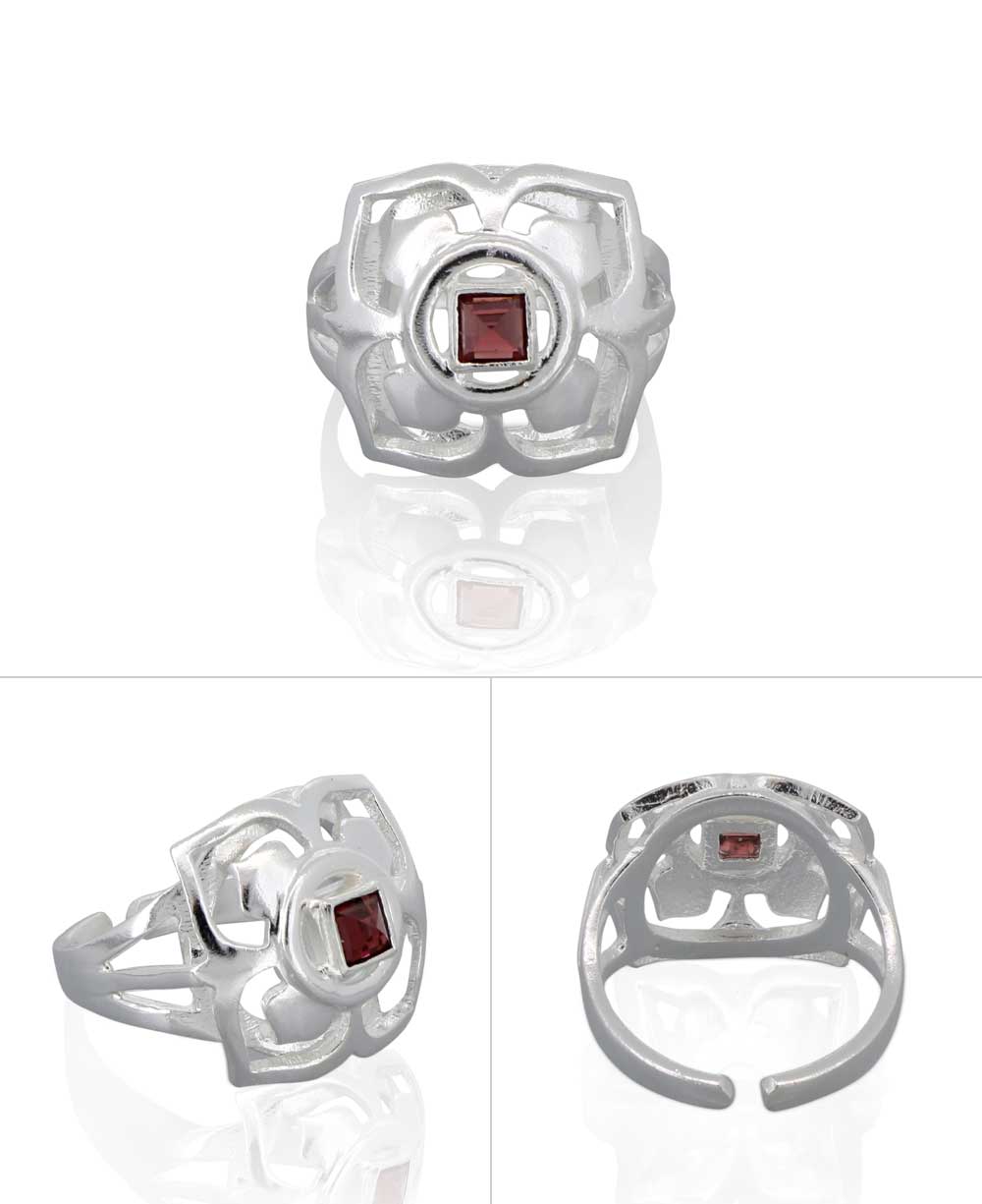 Sterling Silver and Gemstone Adjustable Chakra Rings, Sold Individually - Rings Root Chakra