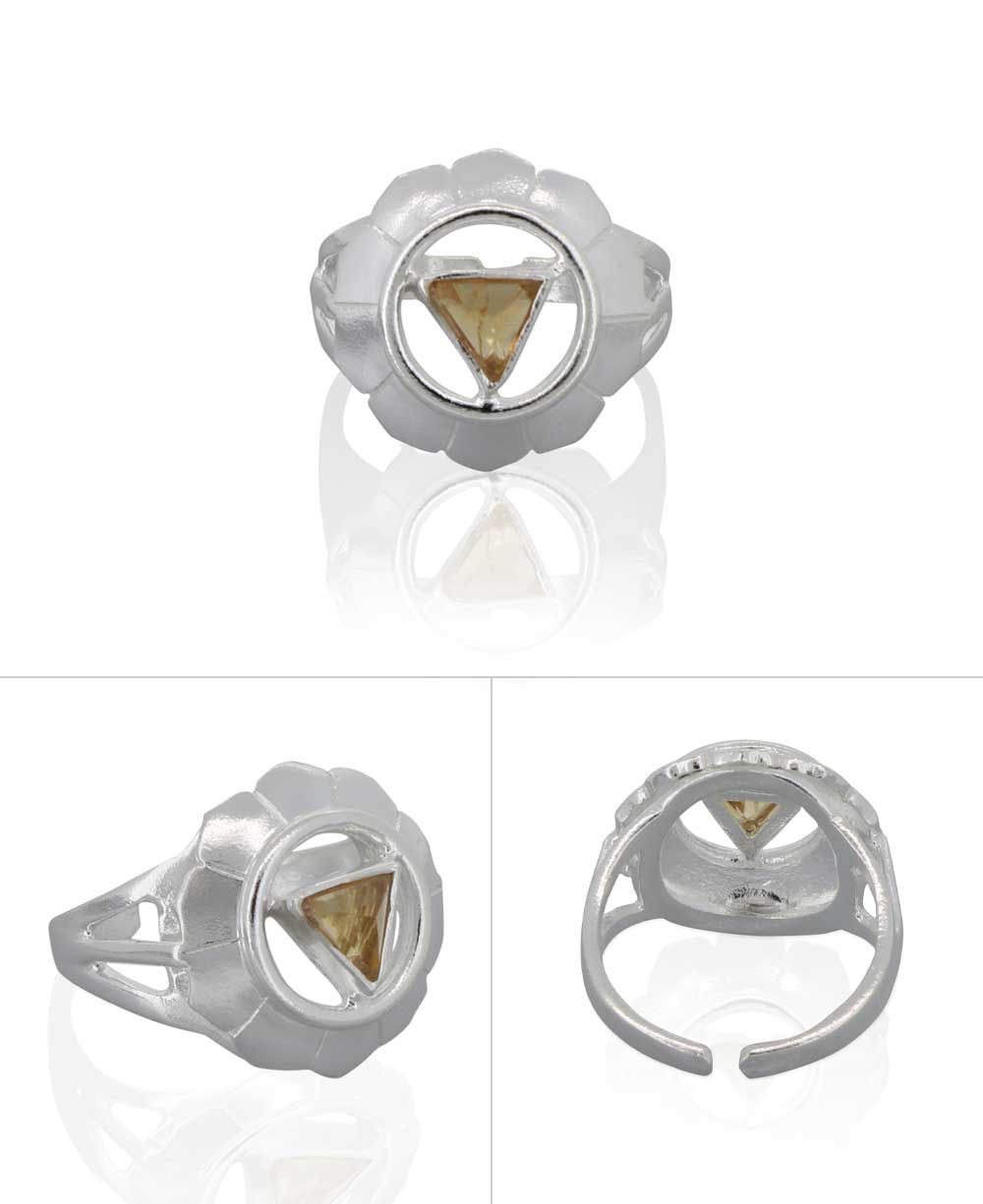 Sterling Silver and Gemstone Adjustable Chakra Rings, Sold Individually - Rings Solar Plexus Chakra