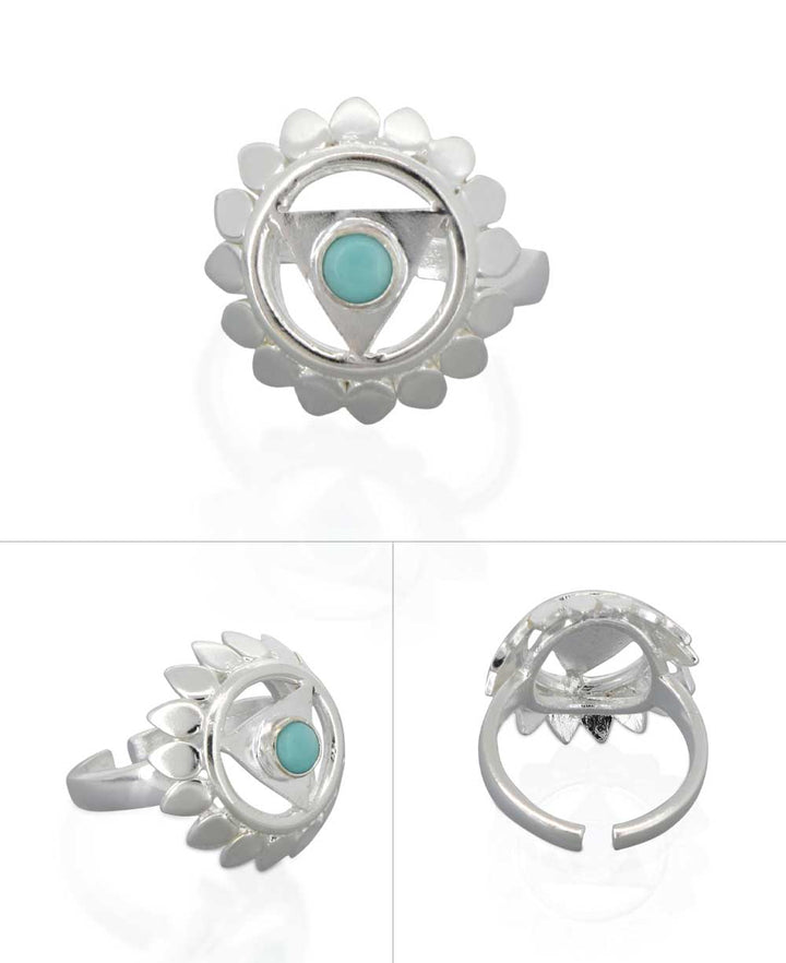 Sterling Silver and Gemstone Adjustable Chakra Rings, Sold Individually - Rings Throat Chakra