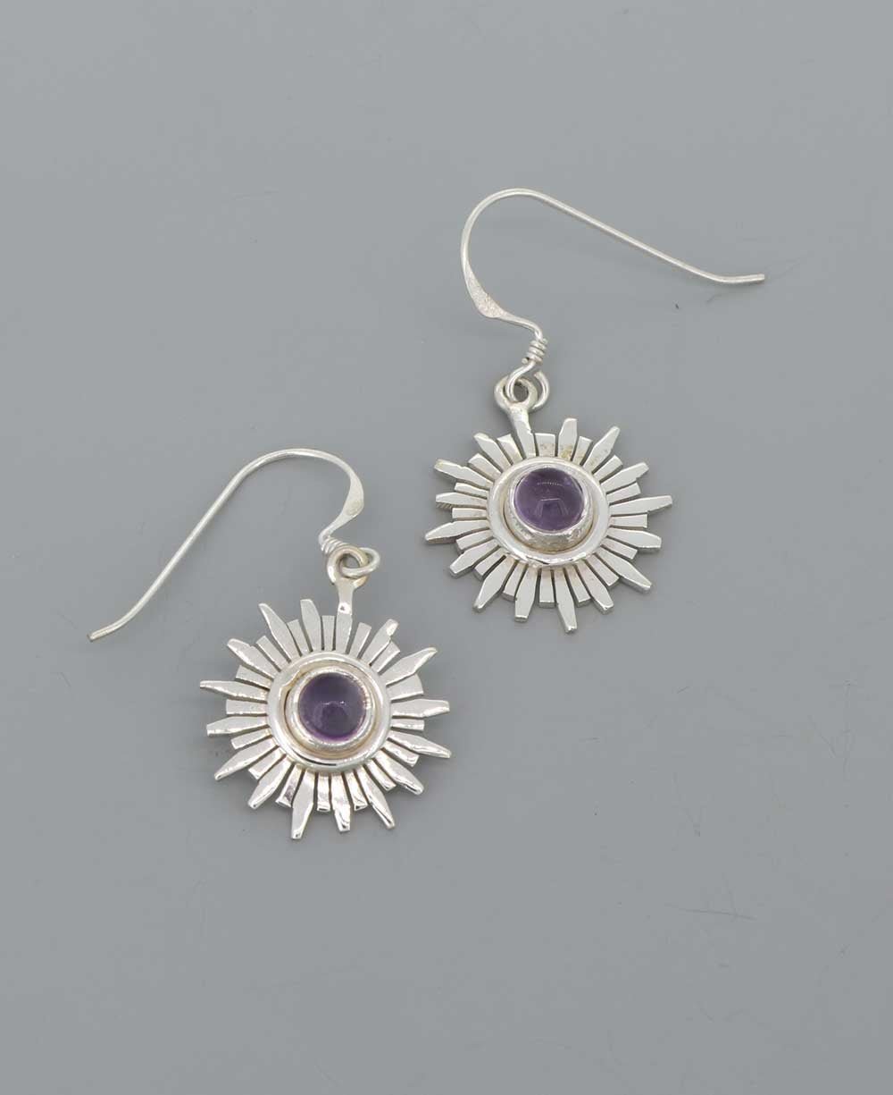 Sterling Silver and Gemstone Chakra Earrings - Earrings Crown Chakra