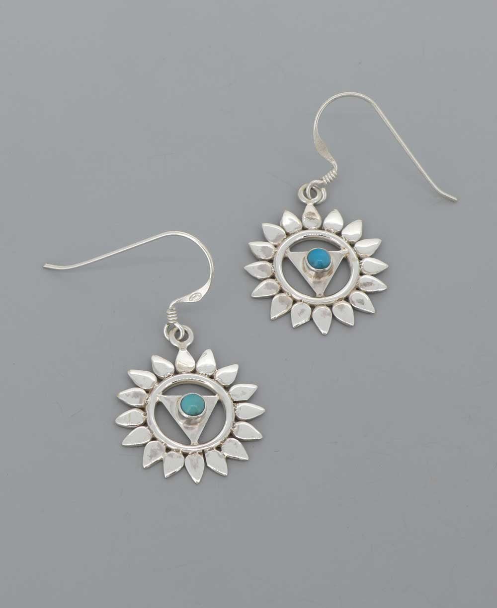 Sterling Silver and Gemstone Chakra Earrings - Earrings Throat Chakra