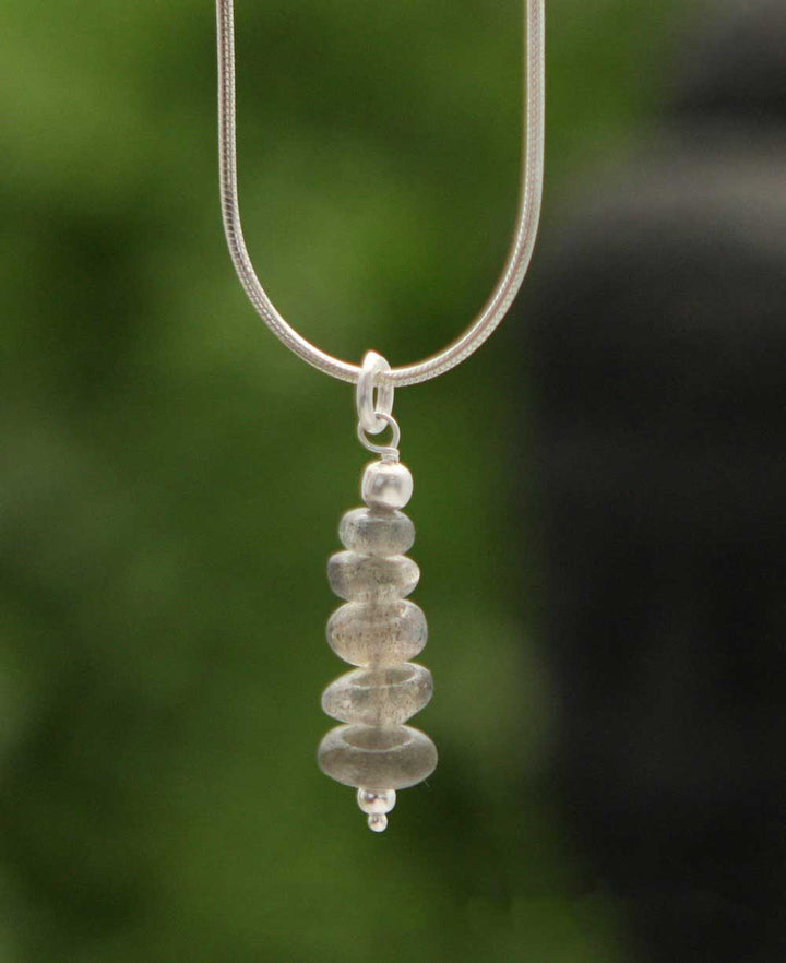 Sterling Silver and Labradorite Zen Cairn Pendant - Charms & Pendants - -