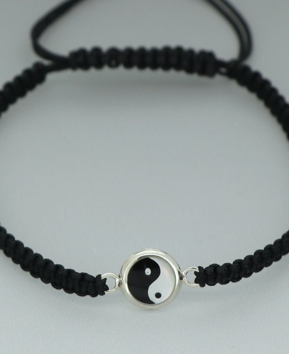 Sterling Silver and Mother of Pearl Yin Yang Adjustable Bracelet for Men and Women - Bracelets