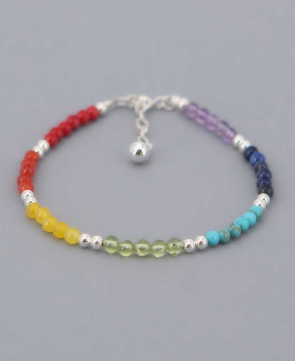 Sterling Silver Beaded Chakra Bracelet - Bracelets - -