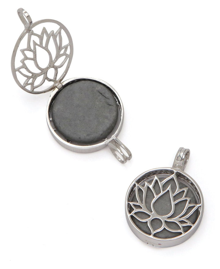 Sterling Silver Blooming Lotus Locket Pendant - Charms & Pendants - -