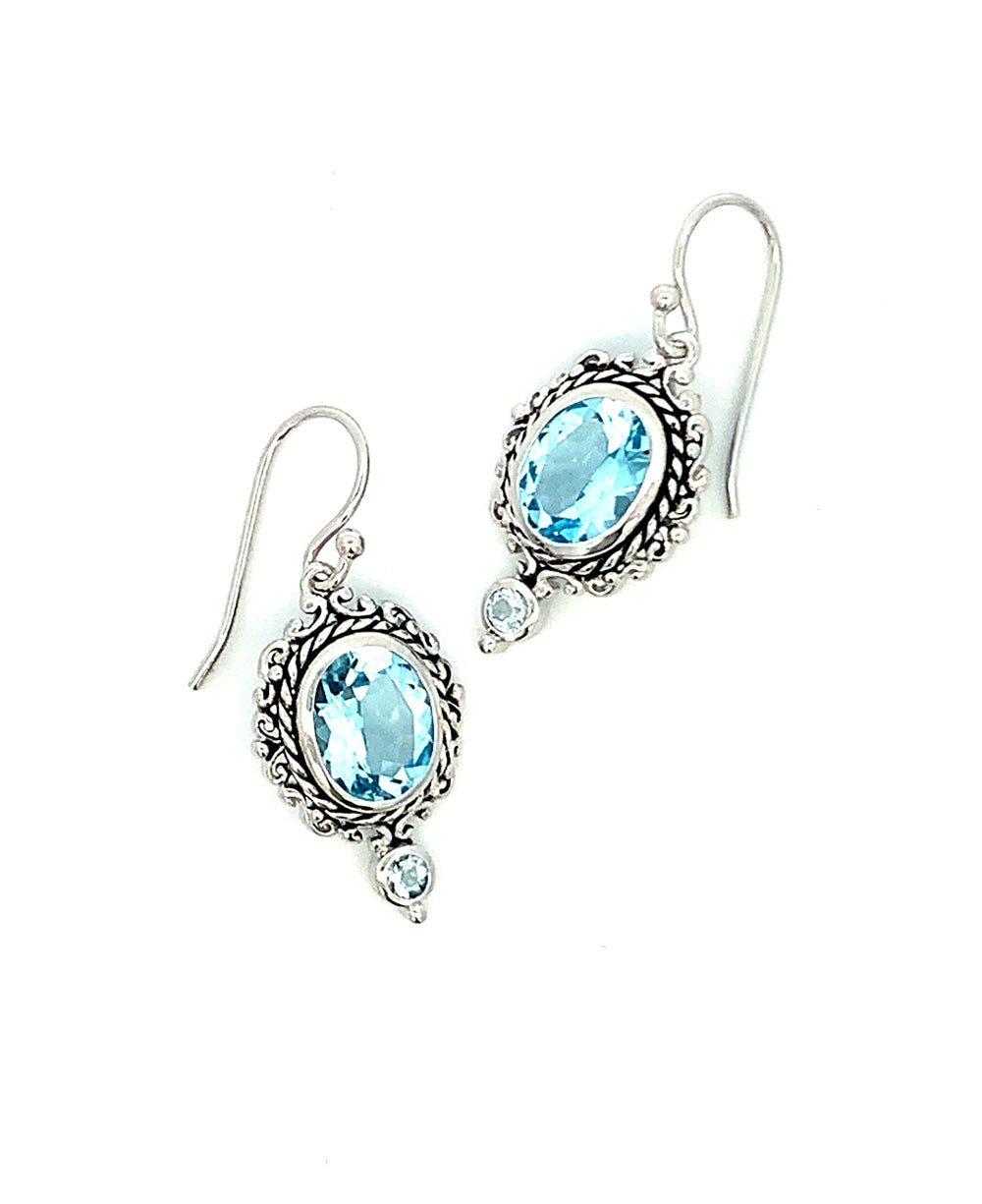Sterling Silver Blue Topaz Earrings - Earrings