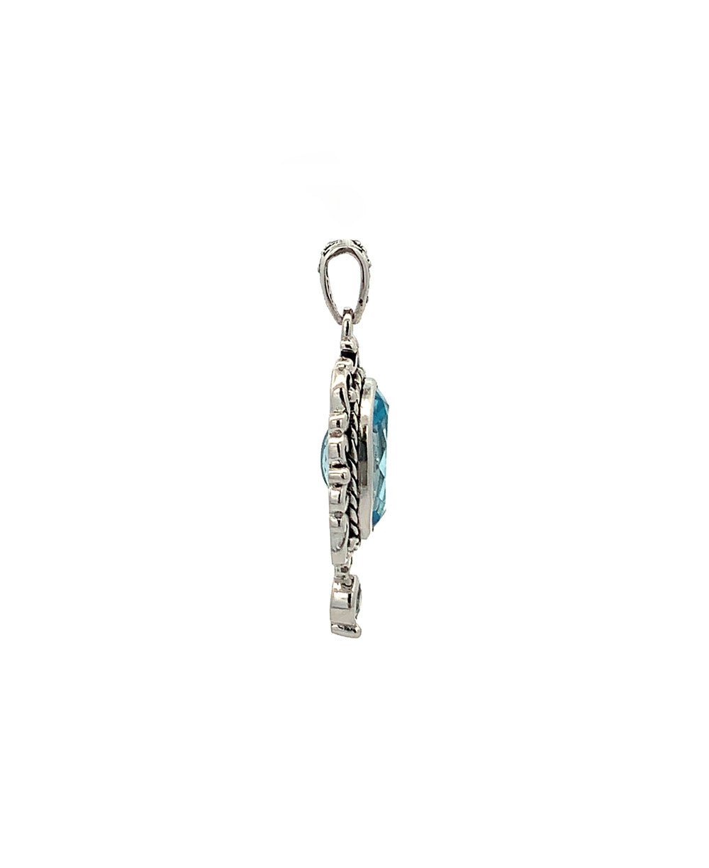 Sterling Silver Blue Topaz Pendant - Charms & Pendants