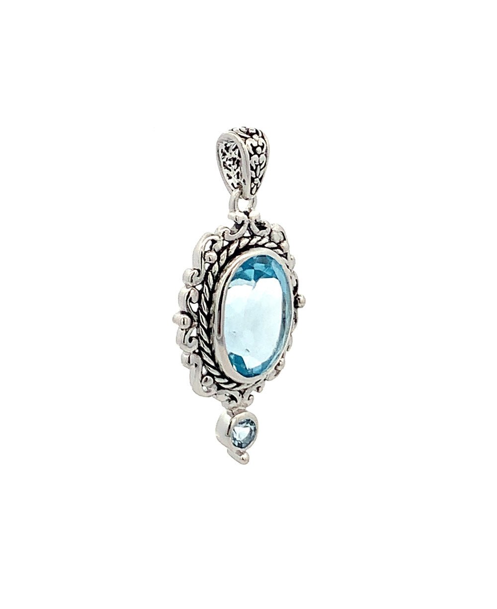 Sterling Silver Blue Topaz Pendant - Charms & Pendants