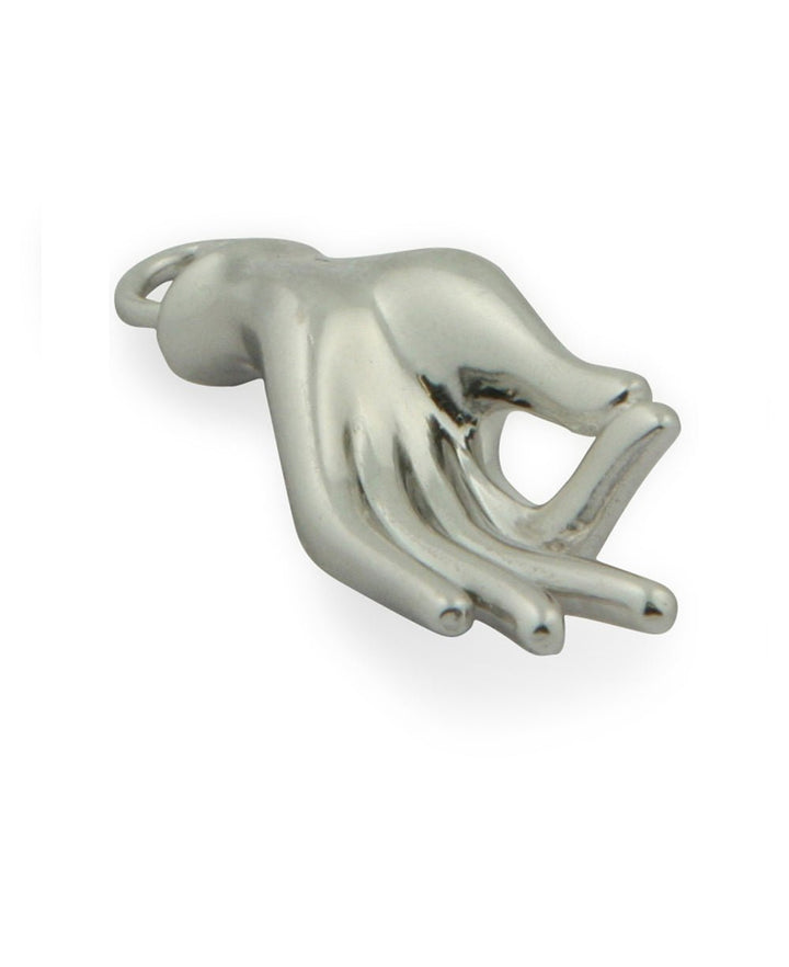 Sterling Silver Buddha Hand Pendant, Vitarka Mudra - Charms & Pendants