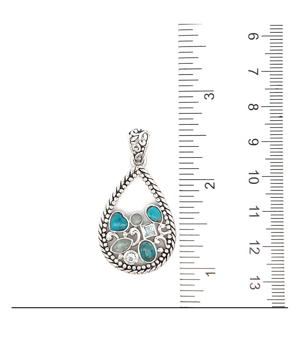Sterling Silver Calming Blue Gemstone Pendant - Charms & Pendants