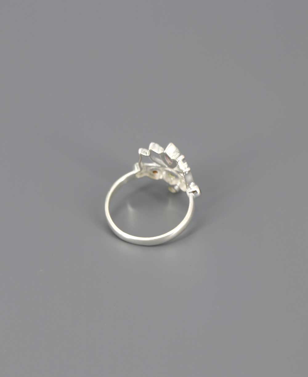 Sterling Silver Chakra Gemstone Dainty Lotus Ring - Rings 6