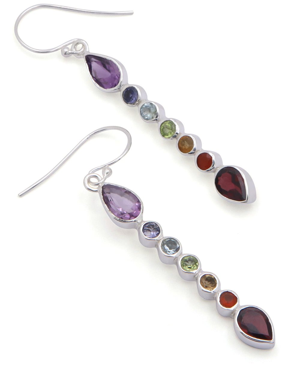 Sterling Silver Chakra Gemstone Earrings - Earrings