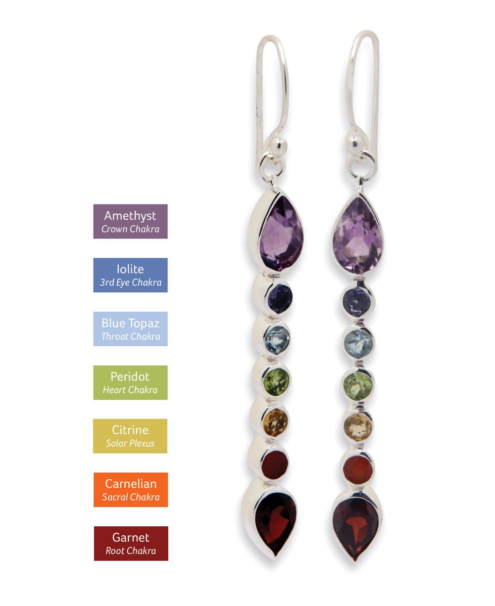 Sterling Silver Chakra Gemstone Earrings - Earrings