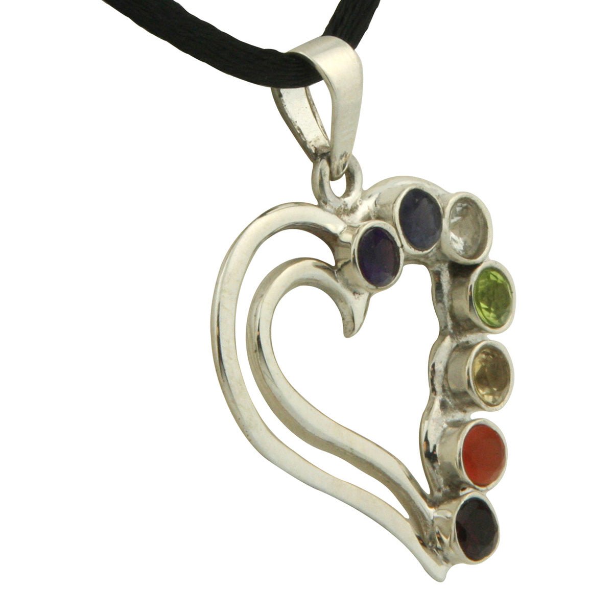 Sterling Silver Chakra Heart Pendant - Charms & Pendants - -