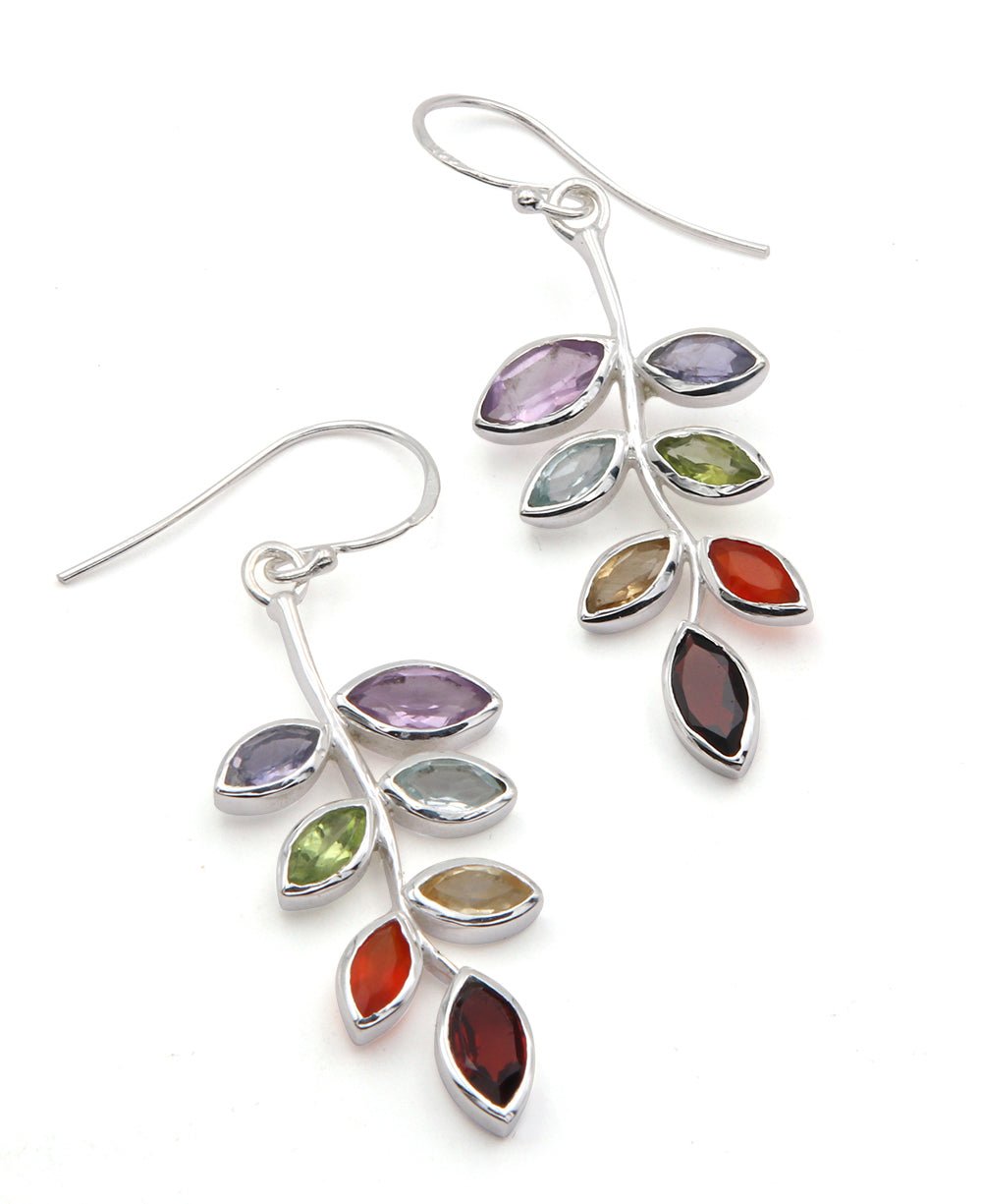 Sterling Silver Chakra Leaf Earrings - Earrings