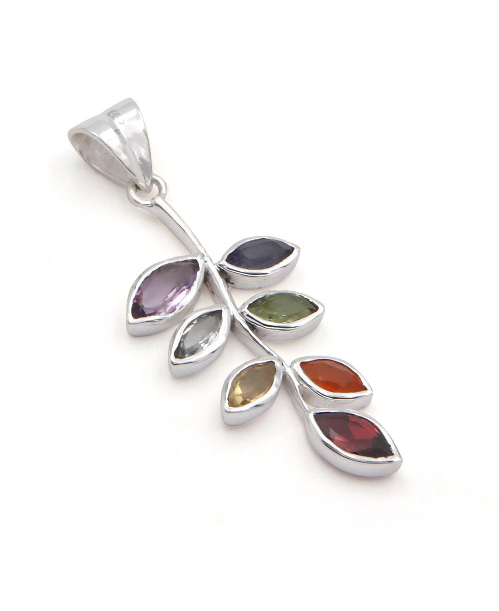 Sterling Silver Chakra Leaf Pendant - Charms & Pendants - -