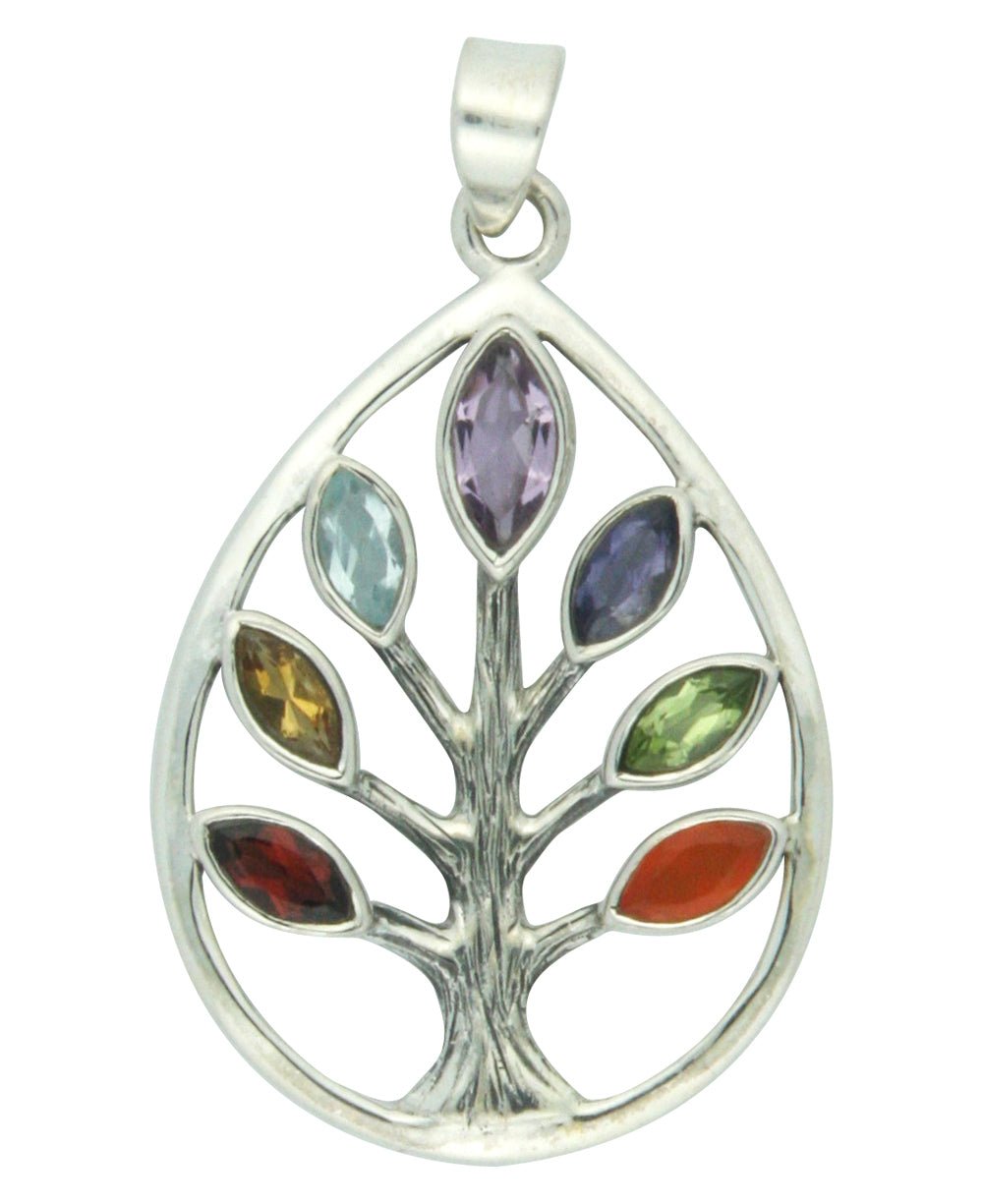 Sterling Silver Chakra Tree of Life Pendant - Charms & Pendants - -