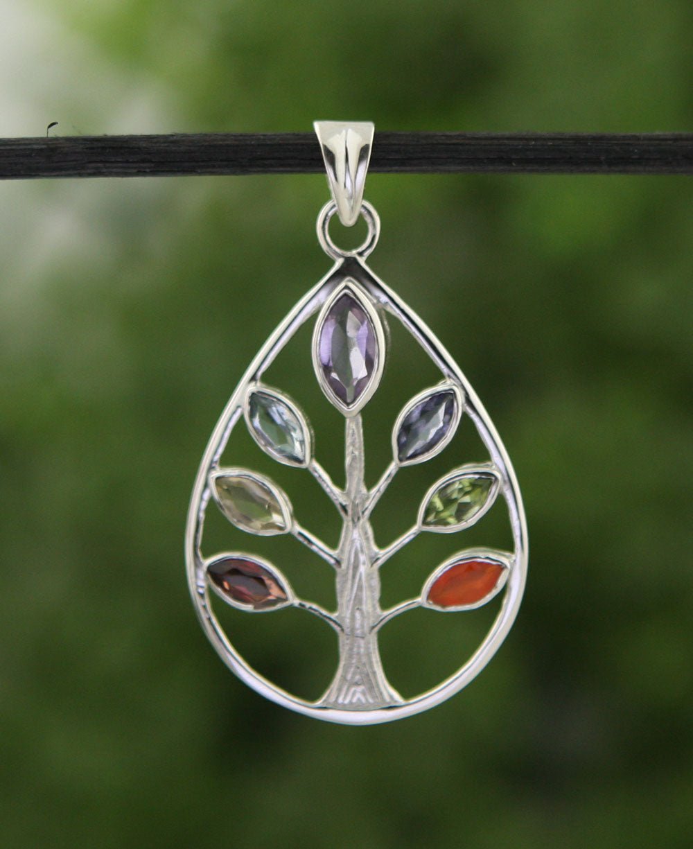 Sterling Silver Chakra Tree of Life Pendant - Charms & Pendants - -