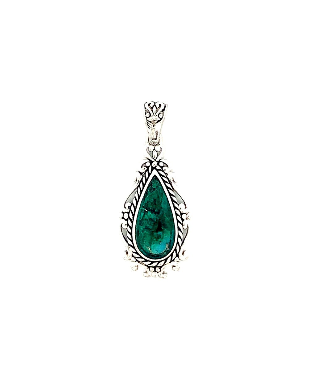 Sterling Silver Chrysocolla Pendant - Charms & Pendants - -