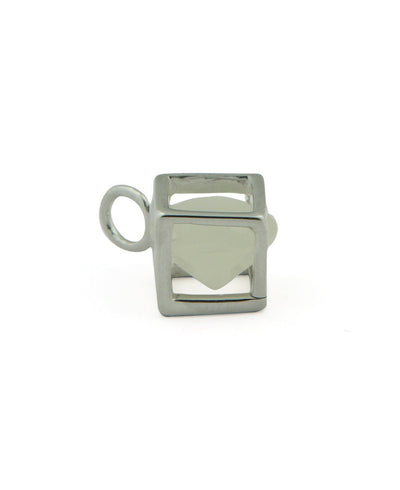 Sterling Silver Cube Pendant With Moonstone - -