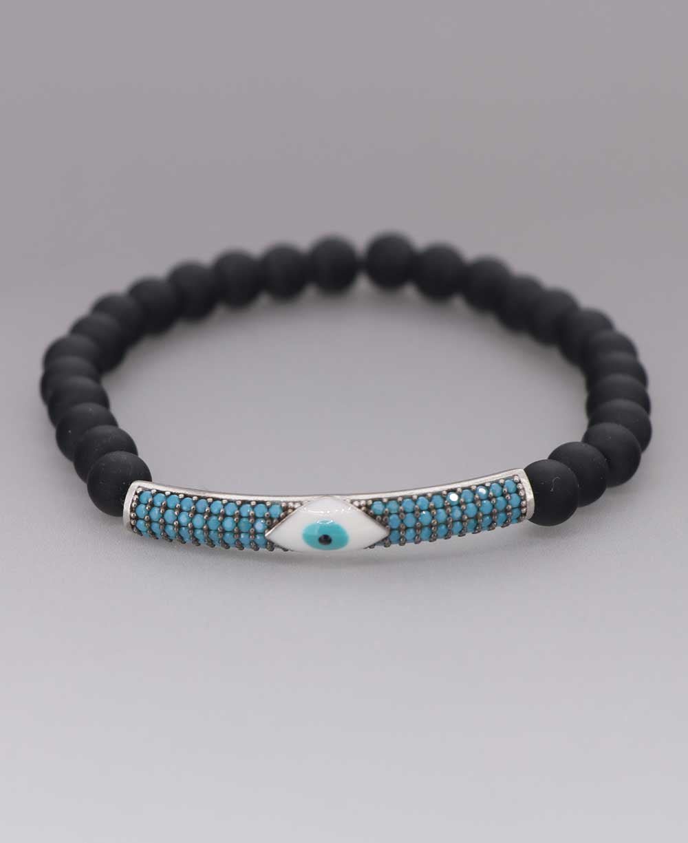 Sterling Silver Evil Eye Bracelet, Stretch or Adjustable - Bracelets Stretch