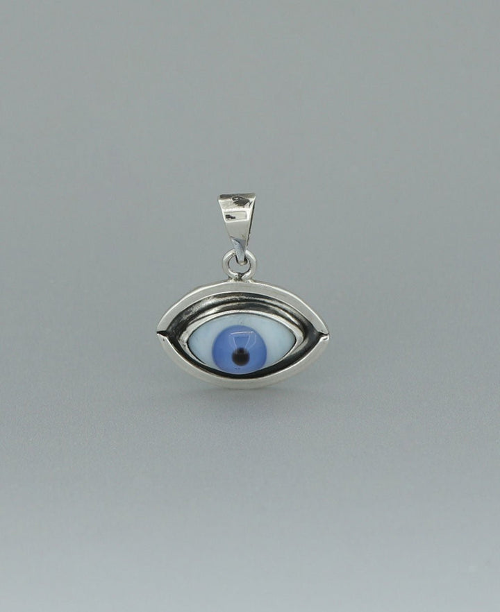 Sterling Silver Evil Eye Pendant in Blue or Brown: A Stylish Talisman of Protection - Charms & Pendants Blue