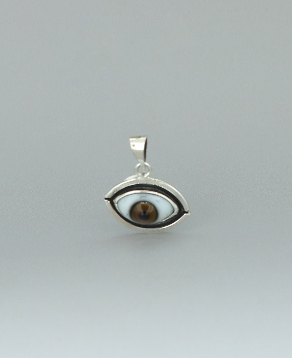 Sterling Silver Evil Eye Pendant in Blue or Brown: A Stylish Talisman of Protection - Charms & Pendants Brown