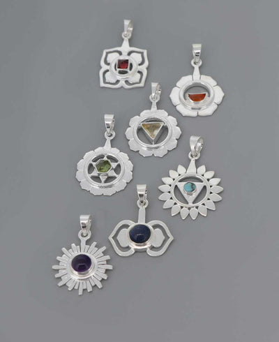 Sterling Silver Gemstone Chakra Pendants, Sold Individually - Charms & Pendants Crown Chakra