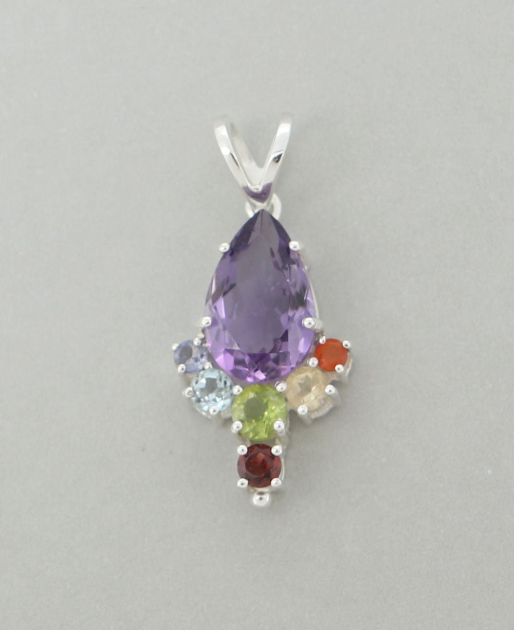 Sterling Silver Gemstone Chakra Prong Pendant - Charms & Pendants - -