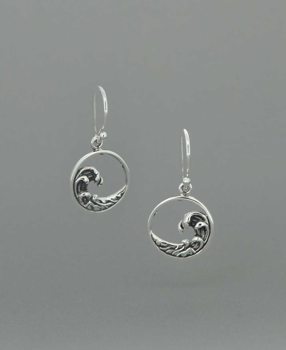 Sterling Silver Go With the Flow Ocean Wave Earrings - Earrings