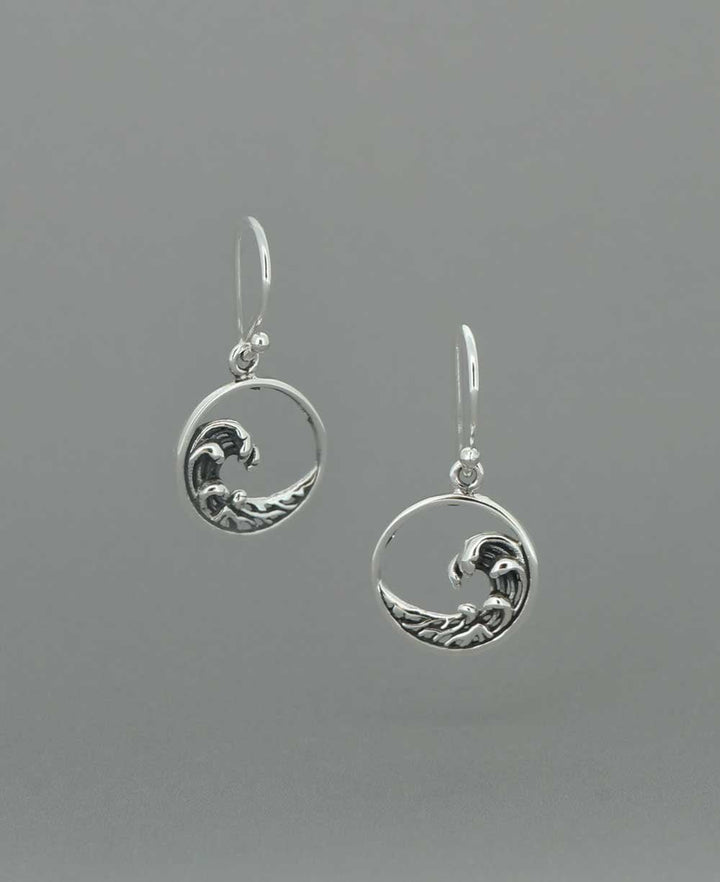 Sterling Silver Go With the Flow Ocean Wave Earrings - Earrings