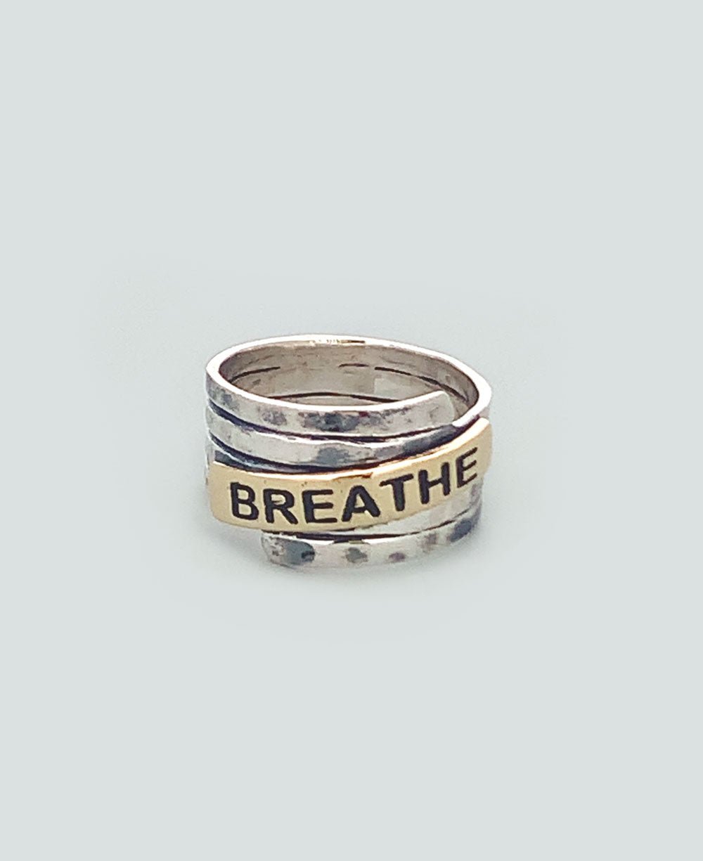 Sterling Silver Hammered Finish Breathe Ring - Rings - Size 6 -