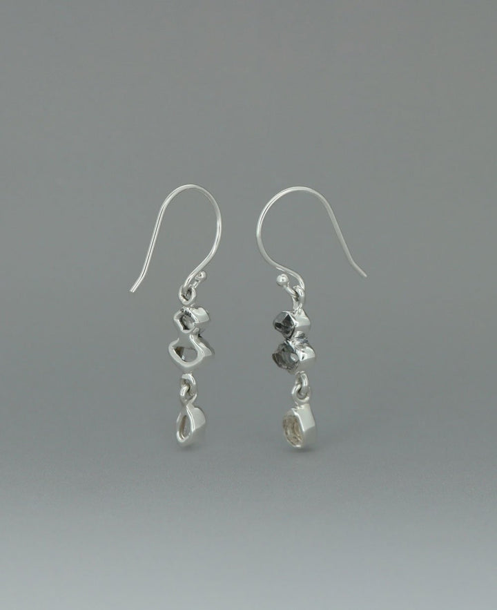 Sterling Silver Herkimer Quartz Triple Stone Earrings - Earrings